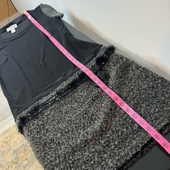 Joseph Ribkoff Women’s Size 6 Boucle Sequined Bow Sheath Dress Black Grey Beaded - Picture 8 of 15